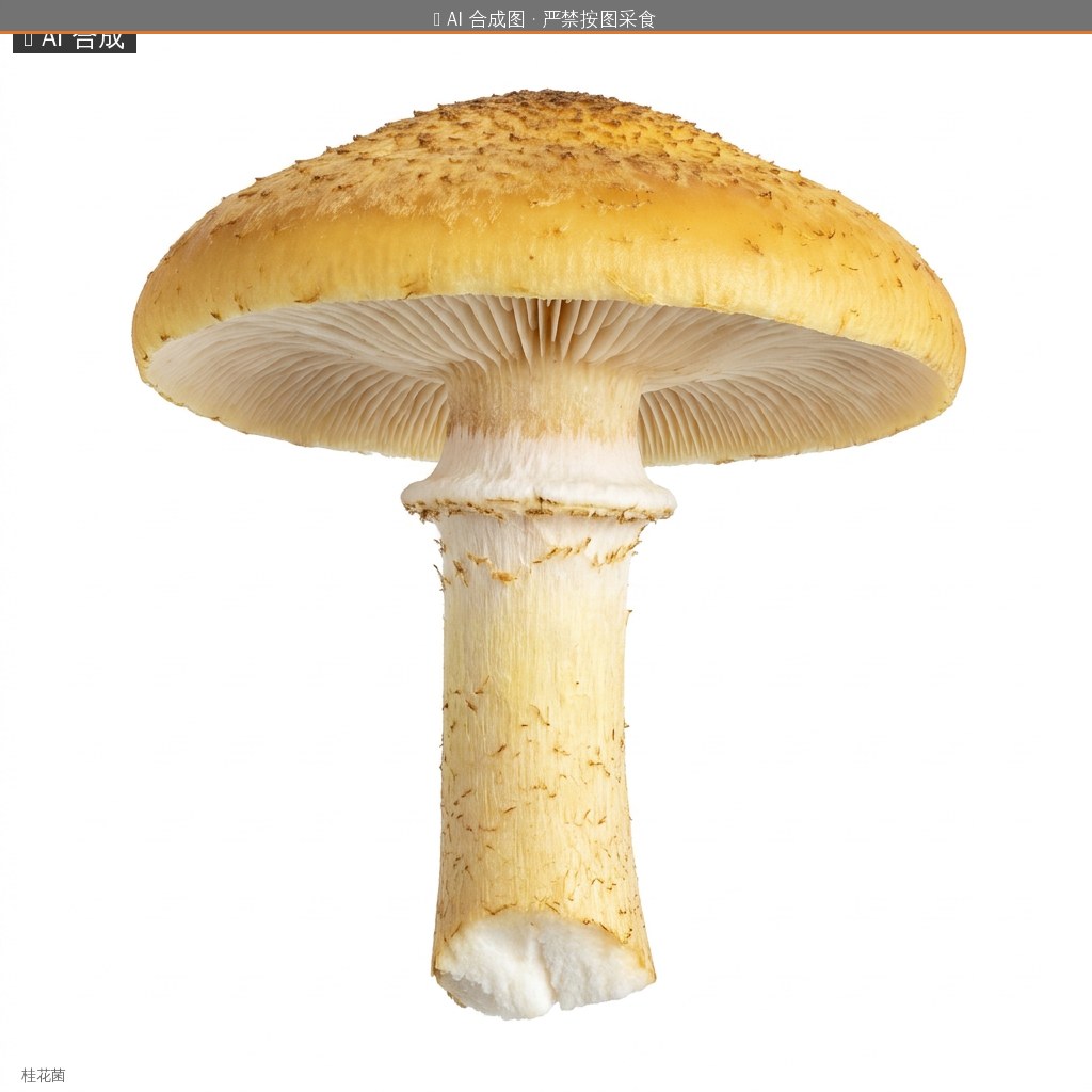 桂花菌(Armillaria sp.) AI 合成示意图 · 非真实图鉴