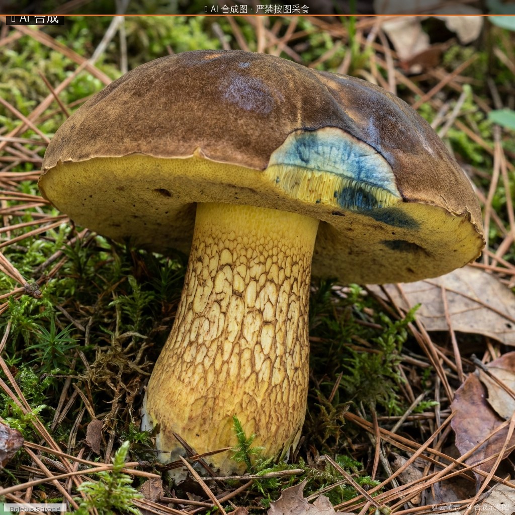 食用牛肝菌(Boletus shiyong) AI 合成示意图 · 非真实图鉴
