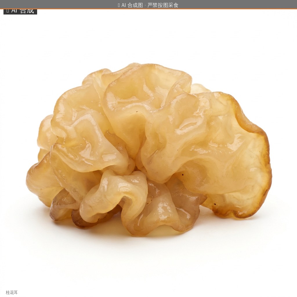 桂花耳(Naematelia aurantialba) AI 合成示意图 · 非真实图鉴