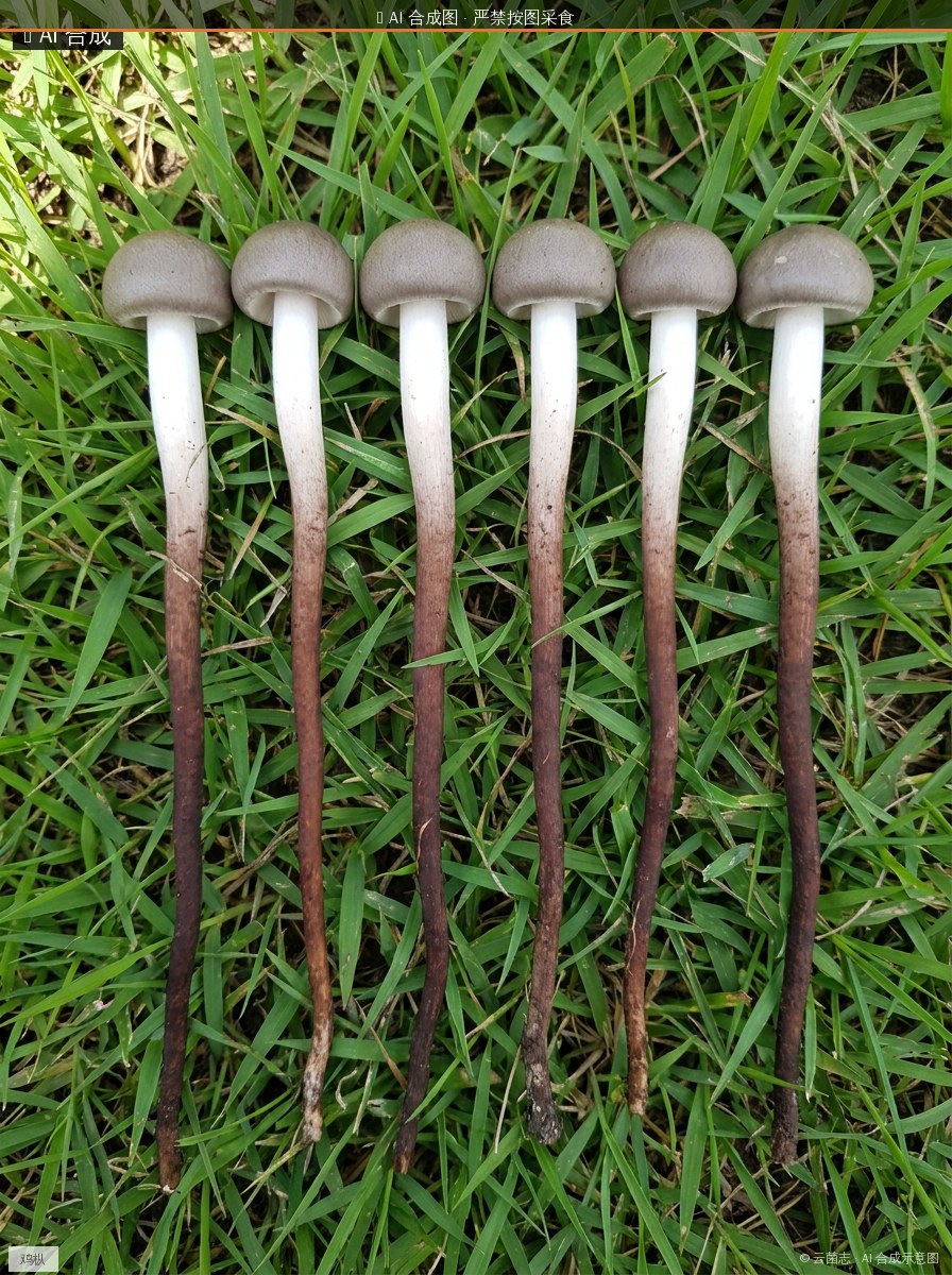 鸡枞(Termitomyces albuminosus) AI 合成示意图 · 非真实图鉴