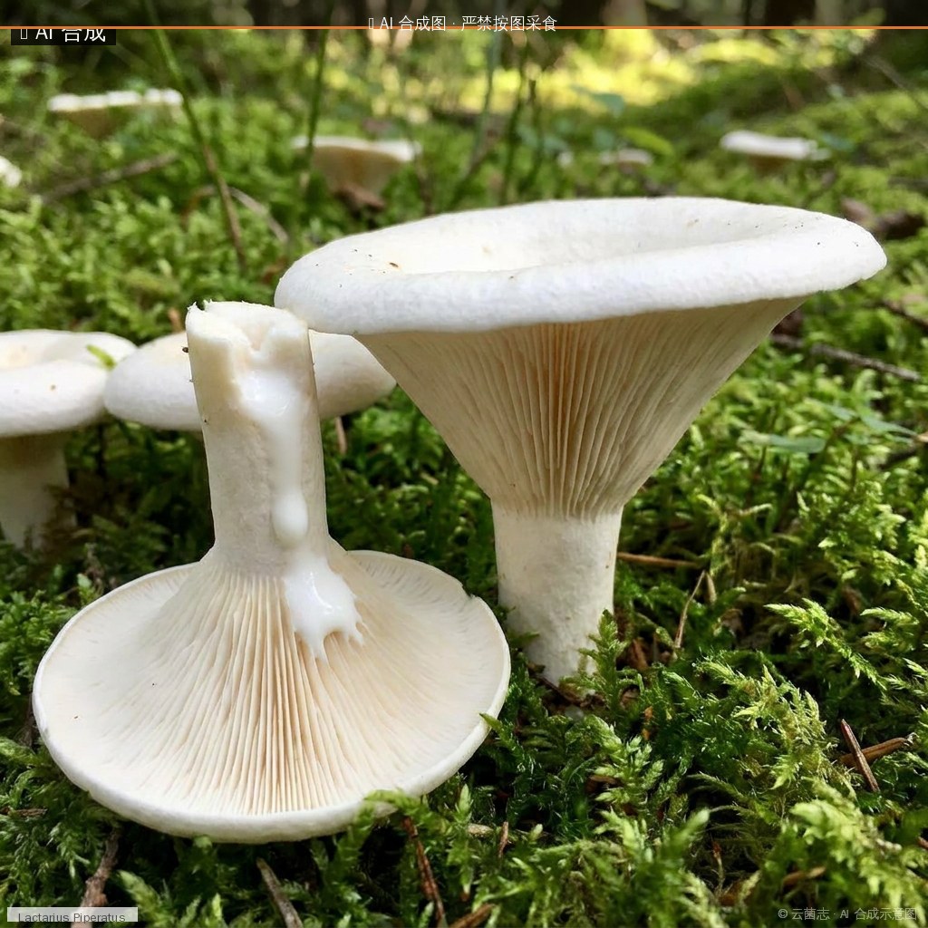 白辣菌(辣味乳菇)(Lactarius piperatus) AI 合成示意图 · 非真实图鉴