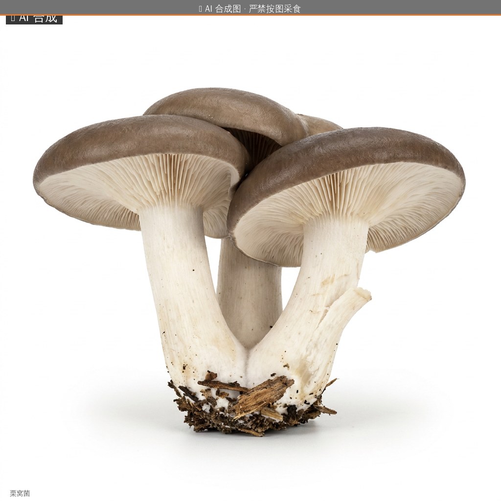 栗窝菌(荷叶离褶伞) AI 合成示意图 · 非真实图鉴