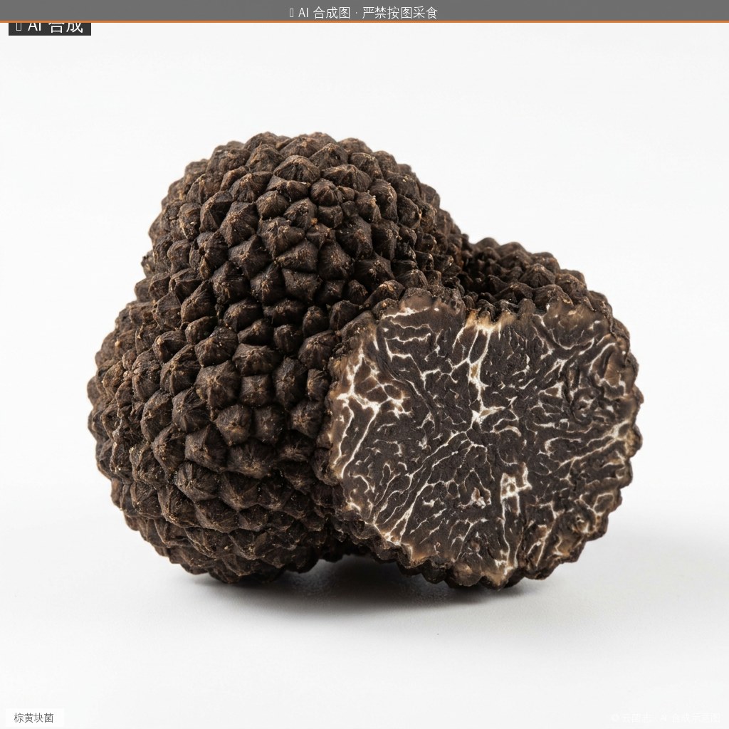 棕黄块菌(Tuber brunneum) AI 合成示意图 · 非真实图鉴