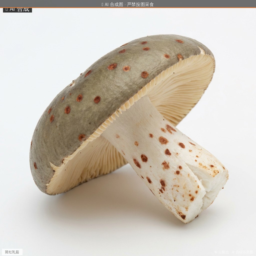 斑红乳菇(Lactarius maculatus) AI 合成示意图 · 非真实图鉴