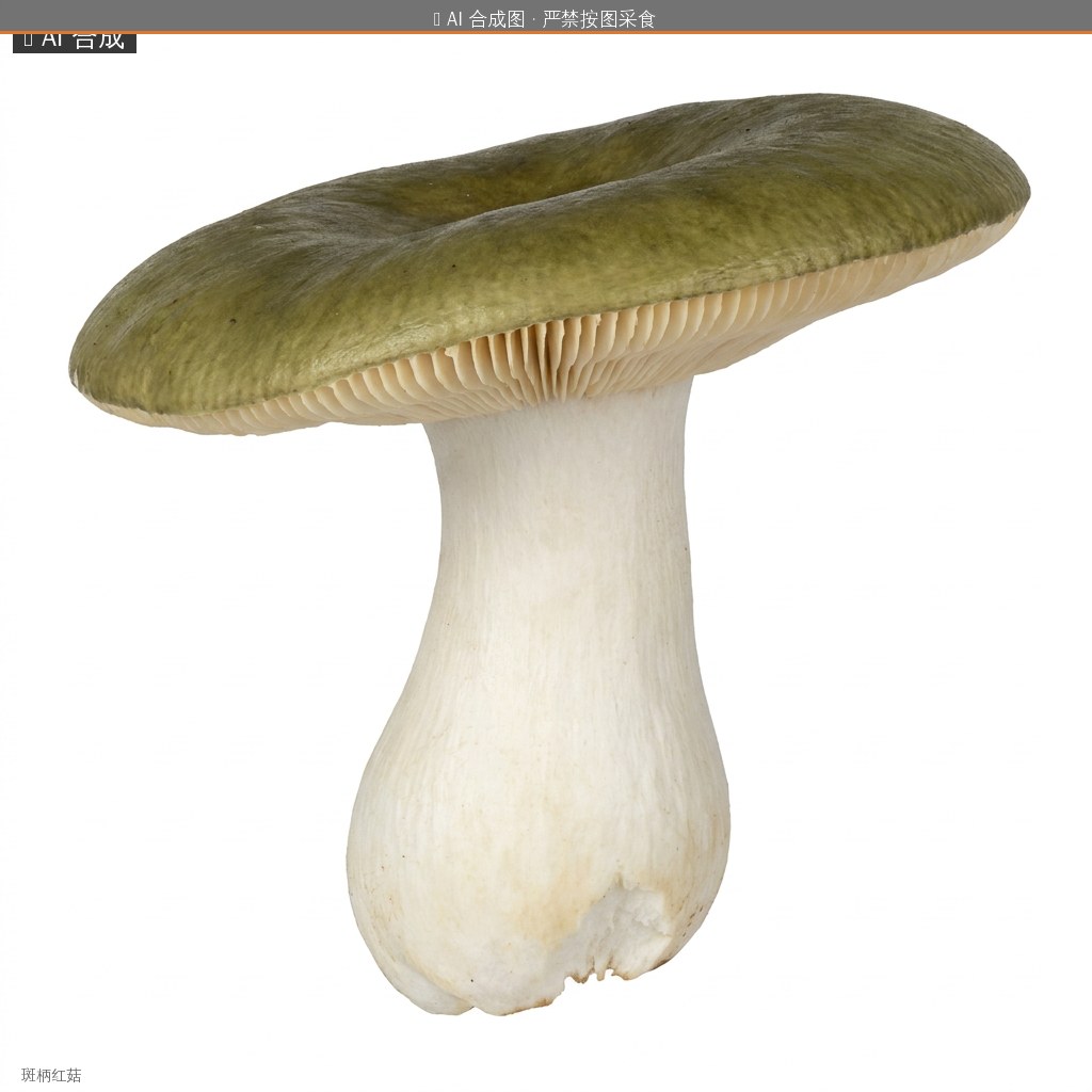 斑柄红菇(Russula macropoda) AI 合成示意图 · 非真实图鉴