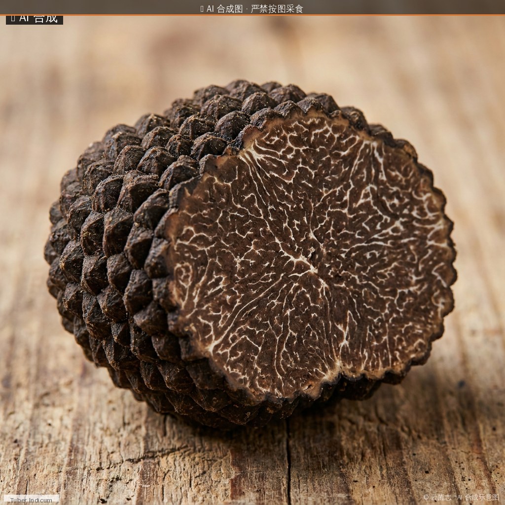 冬块菌(Tuber indicum) AI 合成示意图 · 非真实图鉴
