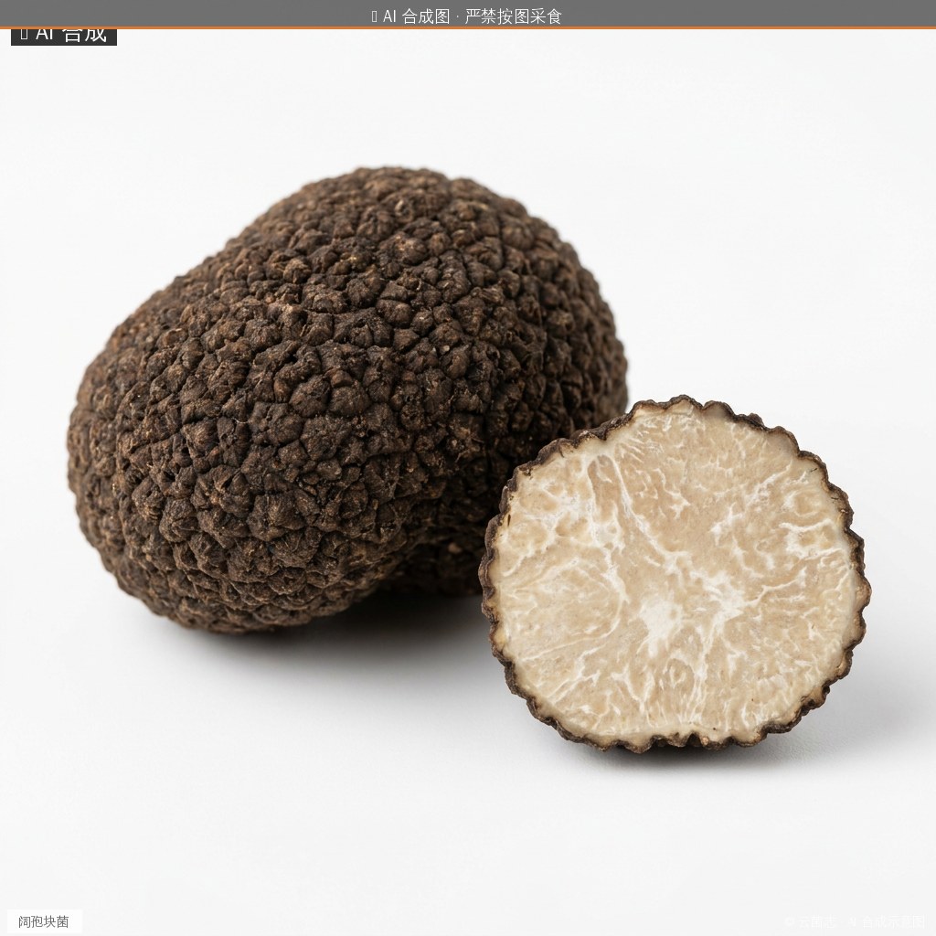 阔孢块菌(Tuber latisporum) AI 合成示意图 · 非真实图鉴