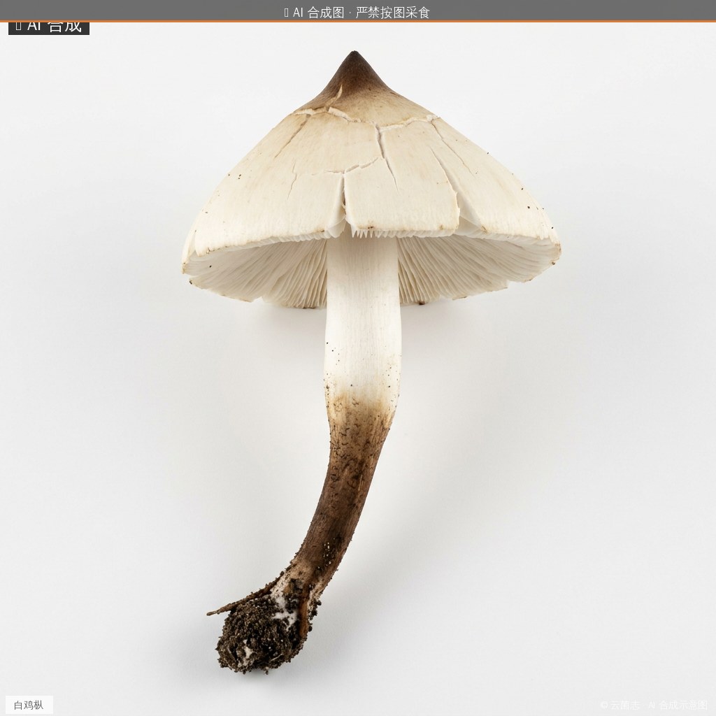 白鸡枞(Termitomyces albuminosus var.) AI 合成示意图 · 非真实图鉴